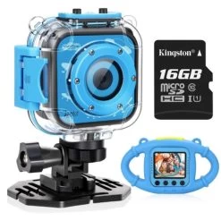Navor Kid’s Waterproof Camera, Digital Underwater Camera, Rechargeable Battery, Photo HD Video Capture With 16GB SD Card, Anti-Fall Silicone Case, Gift