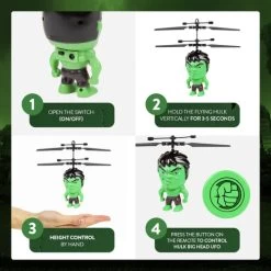 Marvel Licensed Hulk 3.5 Inch Flying Figure IR UFO Big Head Helicopter - 33244 -Outdoor Camera Shop 14338934 4