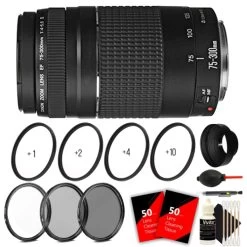 Canon® Canon EF 75-300mm F4-5.6 III Lens For EOS Rebel 70D 60D T5 T6i T3i Accessory Kit