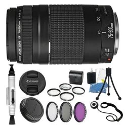 Canon® Canon EF 75-300mm Telephoto Zoom Lens For Canon SLR Cameras + Filters & More International Version W/Seller Warranty