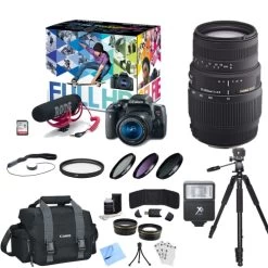 CanonĀ® Canon EOS Rebel T6i/T7i Video Creator Kit W/ 18-55mm And 70-300mm Lens Bundle - US Version W/ Seller Warranty