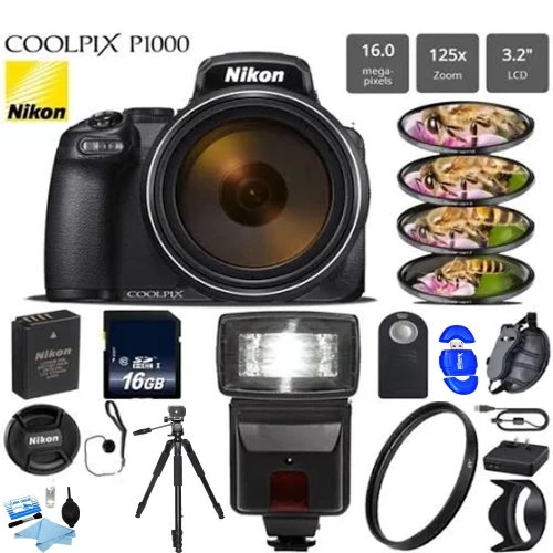 Nikon COOLPIX P1000 Digital Camera W/ Professional Flash | 16GB MC | Tripod | Filters & More - US Version W/ Seller Warranty 3 Nikon COOLPIX P1000 Digital Camera W/ Professional Flash | 16GB MC | Tripod | Filters & More - US Version W/ Seller Warranty