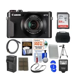 CanonĀ® Canon PowerShot G7 X Mark II Wi-Fi Digital Camera With 64GB Card + Case + Flash + Battery & Charger + Tripod + Strap + Kit - US Version W/ Seller Warranty