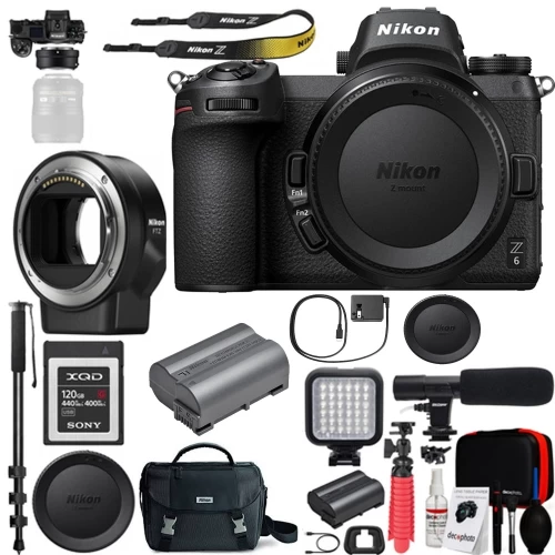 Nikon Z6 Mirrorless Digital Camera (Body Only) USA FTZ Mount Adapter For F-Mount Lenses And 120GB Memory Card Deluxe Bundle 3 Nikon Z6 Mirrorless Digital Camera (Body Only) USA FTZ Mount Adapter For F-Mount Lenses And 120GB Memory Card Deluxe Bundle