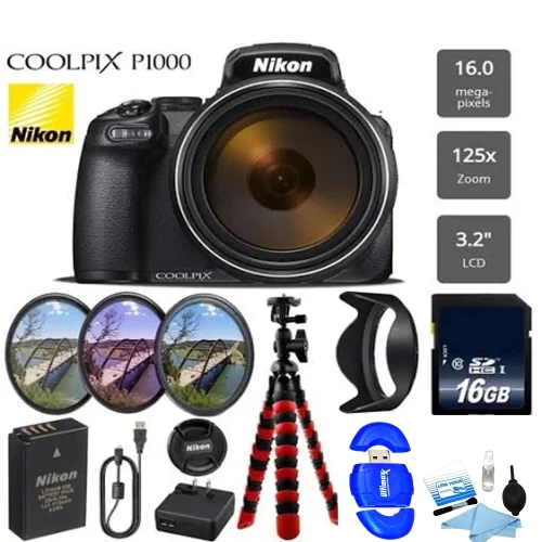 Nikon Coolpix P1000 16MP 125x Super-Zoom Digital Camera + 16GB & Additional Accessories Bundle Package - US Version W/ Seller Warranty 3 Nikon Coolpix P1000 16MP 125x Super-Zoom Digital Camera + 16GB & Additional Accessories Bundle Package - US Version W/ Seller Warranty