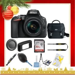 Nikon D5600 DSLR Camera With 18-55mm Lens (Black) |Nikon Case | Sandisk 32GB Memory Card |Cleaning Kit - Holiday Gift Special - US Version W/ Seller Warranty