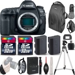 CanonĀ® Canon EOS 5D Mark IV DSLR Camera (Body Only) With EXT Bat + Tripod - 64GB Deluxe Kit - US Version W/ Seller Warranty