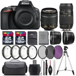Nikon D5600 DSLR Camera With 18-55mm VR Lens + 70-300 Lens + 64GB Bundle Kit - US Version W/ Seller Warranty