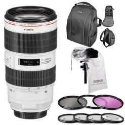 Canon® Canon EF 70-200mm F/2.8L IS III USM Lens With 77MM Filter Kit & Close-Up Filters | DSLR BackPack | Rain Protection - US Version W/ Seller Warranty