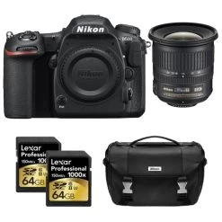 Nikon D500 CMOS DX DSLR Camera W/ 4K Video (Body) W/10-24mm ED NIKKOR Lens| 64GB Lexar MCs| Nikon DSLR Bag Starter Bundle - US Version W/ Seller Warranty