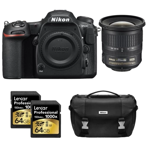 Nikon D500 CMOS DX DSLR Camera W/ 4K Video (Body) W/10-24mm ED NIKKOR Lens| 64GB Lexar MCs| Nikon DSLR Bag Starter Bundle - US Version W/ Seller Warranty 3 Nikon D500 CMOS DX DSLR Camera W/ 4K Video (Body) W/10-24mm ED NIKKOR Lens| 64GB Lexar MCs| Nikon DSLR Bag Starter Bundle - US Version W/ Seller Warranty