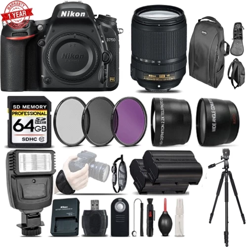 Nikon D750 DSLR Camera 24.3MP + Nikon 18-140mm VR Lens W/ 64GB MC | Backpack | Full Size Tripod Deluxe Bundle - US Version W/ Seller Warranty 3 Nikon D750 DSLR Camera 24.3MP + Nikon 18-140mm VR Lens W/ 64GB MC | Backpack | Full Size Tripod Deluxe Bundle - US Version W/ Seller Warranty