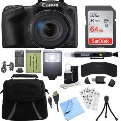 Canon® Canon PowerShot SX420 IS Digital Camera (Black) With Sandisk 64GB Card Accessory Bundle - US Version W/ Seller Warranty