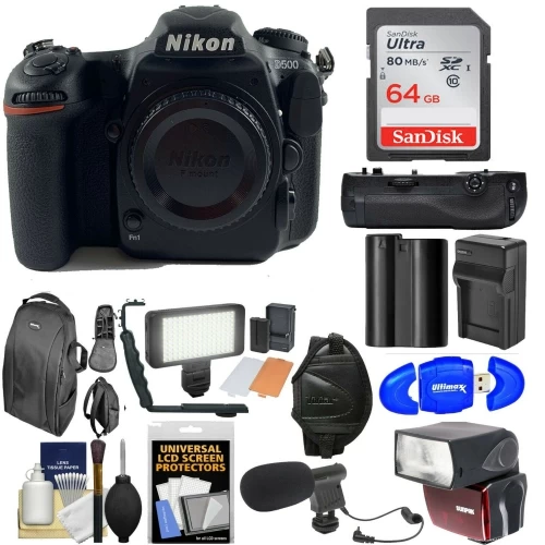 Nikon D500 Wi-Fi 4K Digital SLR Camera Body With 64GB Card + Backpack + Flash + LED Light + Mic + Battery & Charger + Grip + K - US Version W/ Seller Warranty 3 Nikon D500 Wi-Fi 4K Digital SLR Camera Body With 64GB Card + Backpack + Flash + LED Light + Mic + Battery & Charger + Grip + K - US Version W/ Seller Warranty