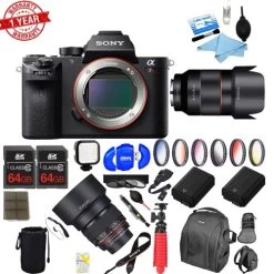 Sony A7R III 42.4MP Full-frame Mirrorless Interchangeable Lens Camera Body + 50mm & 85mm F1.4 Dual Rokinon Supreme Prime Lenses Bundle