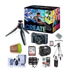 CanonĀ® Canon PowerShot G7 X Mark II Video Creator Kit - Bundle With Camera Case, Spare Battery, Spare 32GB SDHC Card, Tripod, Cleanin - US Version W/ Seller Warranty