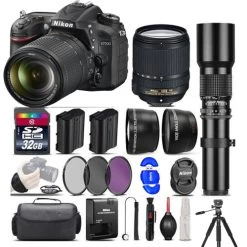 Nikon D7200 DSLR Camera + Nikon 18-140mm VR Lens + 500mm Telephoto - 32GB Kit - US Version W/ Seller Warranty