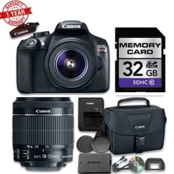 Canon® Canon EOS Rebel 1300D / T6 DSLR Camera Bundle With Canon EF-S 18-55mm F/3.5-5.6 Is II Lens 32 GB SD Card Camera Case Bun - US Version W/ Seller Warranty