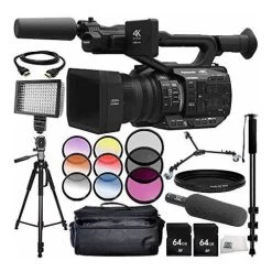 Panasonic AG-UX90 4K/HD Professional Camcorder With Audio-Technica AT875R Line And Gradient Condenser Microphone 14pc Accessor - US Version W/ Seller Warranty