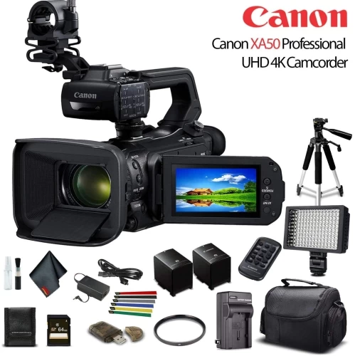 Canon® Canon XA50 Professional UHD 4K Camcorder W/Extra Battery, Soft Padded Bag, 64GB Memory Card, LED Light, UV Filter, Tripod And - US Version W/ Seller Warranty 3 Canon® Canon XA50 Professional UHD 4K Camcorder W/Extra Battery, Soft Padded Bag, 64GB Memory Card, LED Light, UV Filter, Tripod And - US Version W/ Seller Warranty