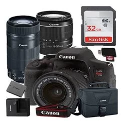 Canon® Canon EOS Rebel T6i/T7i Digital SLR Camera With EF-S 18-55mm IS STM EF 55-250mm F/4-5.6 II Kit Accessory Bundle 32GB SD C - US Version W/ Seller Warranty