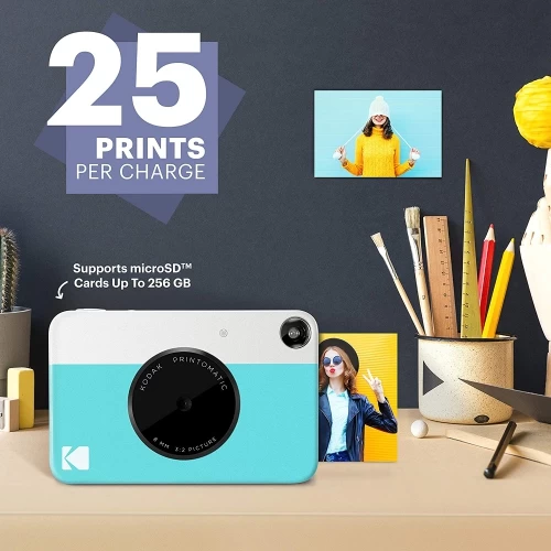 Kodak PRINTOMATIC Digital Instant Print Camera (Blue), Full Color Prints On Zink 2x3 Sticky-Backed Photo Paper - Print Memories Instantly 4 Kodak PRINTOMATIC Digital Instant Print Camera (Blue), Full Color Prints On Zink 2x3 Sticky-Backed Photo Paper - Print Memories Instantly - Image 2