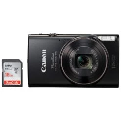 Canon® Refurbished (Good) - Canon PowerShot ELPH HS 360 20.2MP 12x Optical Zoom Digital Camera & 16GB SD Card - Black