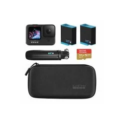 GoPro HERO9 Black - Essential Bundle - GoPro HERO 9 Black + 2x Spare Battery + The Handler Tripod + Compact Case + 64 GB MicroSD Card