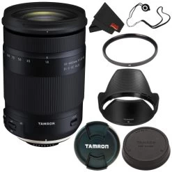 Tamron 18-400mm F/3.5-6.3 Di II VC HLD Lens Canon EF (International Model) + 72mm UV Filter + Lens Cap Keeper + Microfiber Cloth Bundle