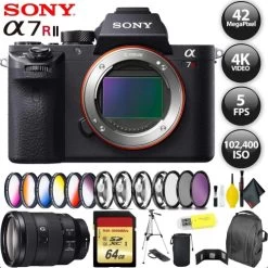 Sony Alpha A7R II Mirrorless Digital Camera + 64GB Memory Card + Sony FE 24-105mm Lens