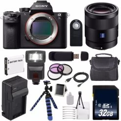 Sony Alpha A7S II A7S Mark II A7SII ILCE7SM2/B Mirrorless Digital Camera (International Model) + Sony Sonnar T FE 55mm Lens Deluxe Bundle
