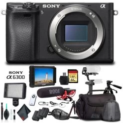 Sony Alpha A6300 Mirrorless Camera Black ILCE6300/B With Soft Bag, Zhiyun-Tech WEEBILL Stabilizer, Tripod, 2X Extra Batt
