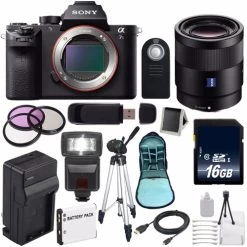 Sony Alpha A7S II A7S Mark II A7SII ILCE7SM2/B Mirrorless Digital Camera (International Model) + Sony Sonnar T FE 55mm Lens Base Bundle