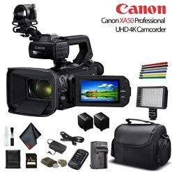 Canon® Canon XA50 Professional UHD 4K Camcorder (3669C002) W/Extra Battery, Soft Padded Bag, 64GB Memory Card, LED Light, And M -Outdoor Camera Shop 15848646 5