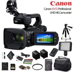 CanonĀ® Canon XA55 Professional UHD 4K Camcorder (3668C002) W/Extra Battery, Soft Padded Bag, 64GB Memory Card, LED Light, UV Fi