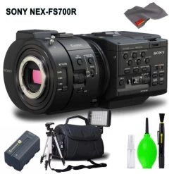 Sony NEX-FS700R Super 35 Camcorder (Body Only) Accessory Bundle With Carrying Case, Tripod, LED Light And Cleaning Kit