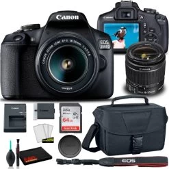 Canon® Canon EOS 2000D DSLR Camera With 18-55mm Lens + EOS Bag + Sandisk Ultra 64GB Card + Cleaning Set And More (International Model)
