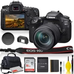 Canon® Canon EOS 90D DSLR Camera With 18-135mm Lens With Padded Case, Memory Card, And More - Starter Bundle Set