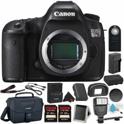 Canon® Canon EOS 5DS R Digital SLR Camera 0581C002 (Body Only)- Bundle With 32GB Memory Card + Spare Battery + Digital Slave Fl