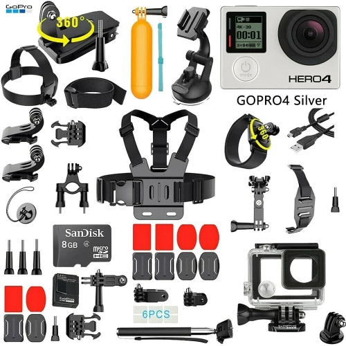 Refurbished (Good) - GoPro HERO 4 Silver Edition Camera +40PCS Accessory + 8G SD Card+Waterproof Case 3 Refurbished (Good) - GoPro HERO 4 Silver Edition Camera +40PCS Accessory + 8G SD Card+Waterproof Case