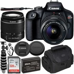 CanonĀ® Canon EOS Rebel T100/4000D DSLR Camera With 18-55mm DC III Lens + 128GB Bundle