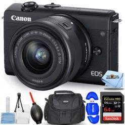 Canon® Canon EOS M200 Mirrorless Digital Camera With 15-45mm Lens (Black) + 64GB Bundle