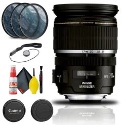 CanonĀ® Canon EF-S 17-55mm F/2.8 IS USM Lens (1242B002) + Filter Kit + Cap Keeper + More