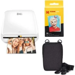 KODAK Step Wireless Mobile Photo Mini Printer (White) Go Bundle