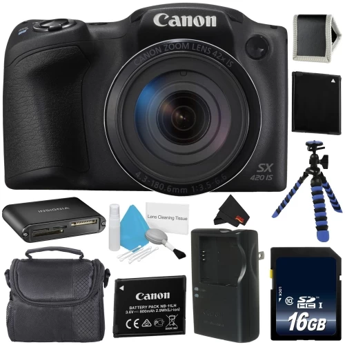 Canon® Canon PowerShot SX420 Is Digital Camera (Black) 1068C001 International Model + NB-11L Lithium Ion Battery + 16GB Memory 3 Canon® Canon PowerShot SX420 Is Digital Camera (Black) 1068C001 International Model + NB-11L Lithium Ion Battery + 16GB Memory
