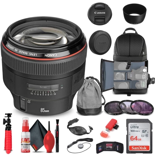 Canon® Canon EF 85mm F/1.2L II USM Lens (1056B002) + Filter + BackPack + 64GB + More 3 Canon® Canon EF 85mm F/1.2L II USM Lens (1056B002) + Filter + BackPack + 64GB + More