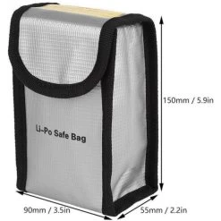 Fireproof Bag LiPo Battery Bag, Battery Safe Storage Bag LiPo Guard Pouch, 2 PCs (150 X 90 X 55 Mm)