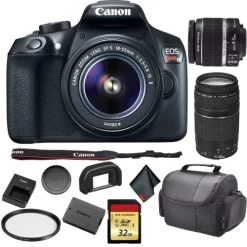 Canon® Canon EOS Rebel T6 DSLR Camera With 18-55mm Lens 1159C003 Bundle With Canon EF 75-300mm F/4-5.6 III Lens + 32GB Memory C