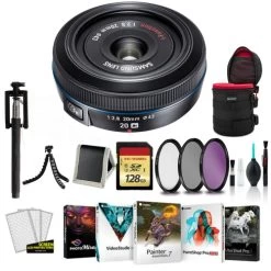 SAMSUNG 20MM F.8 PANCAKE LENS F/ NX Black - Kit With 128GB Memory Card