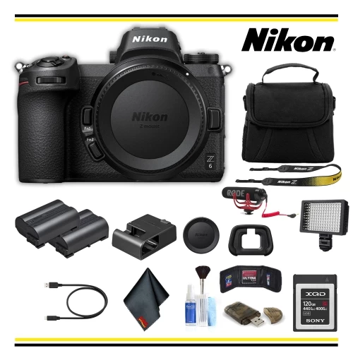 Nikon Z6 Mirrorless Digital Camera (1595 ) Advanced Bundle W/ Bag, Extra Battery, LED Light, Mic, And More- (International Model ) 3 Nikon Z6 Mirrorless Digital Camera (1595 ) Advanced Bundle W/ Bag, Extra Battery, LED Light, Mic, And More- (International Model )